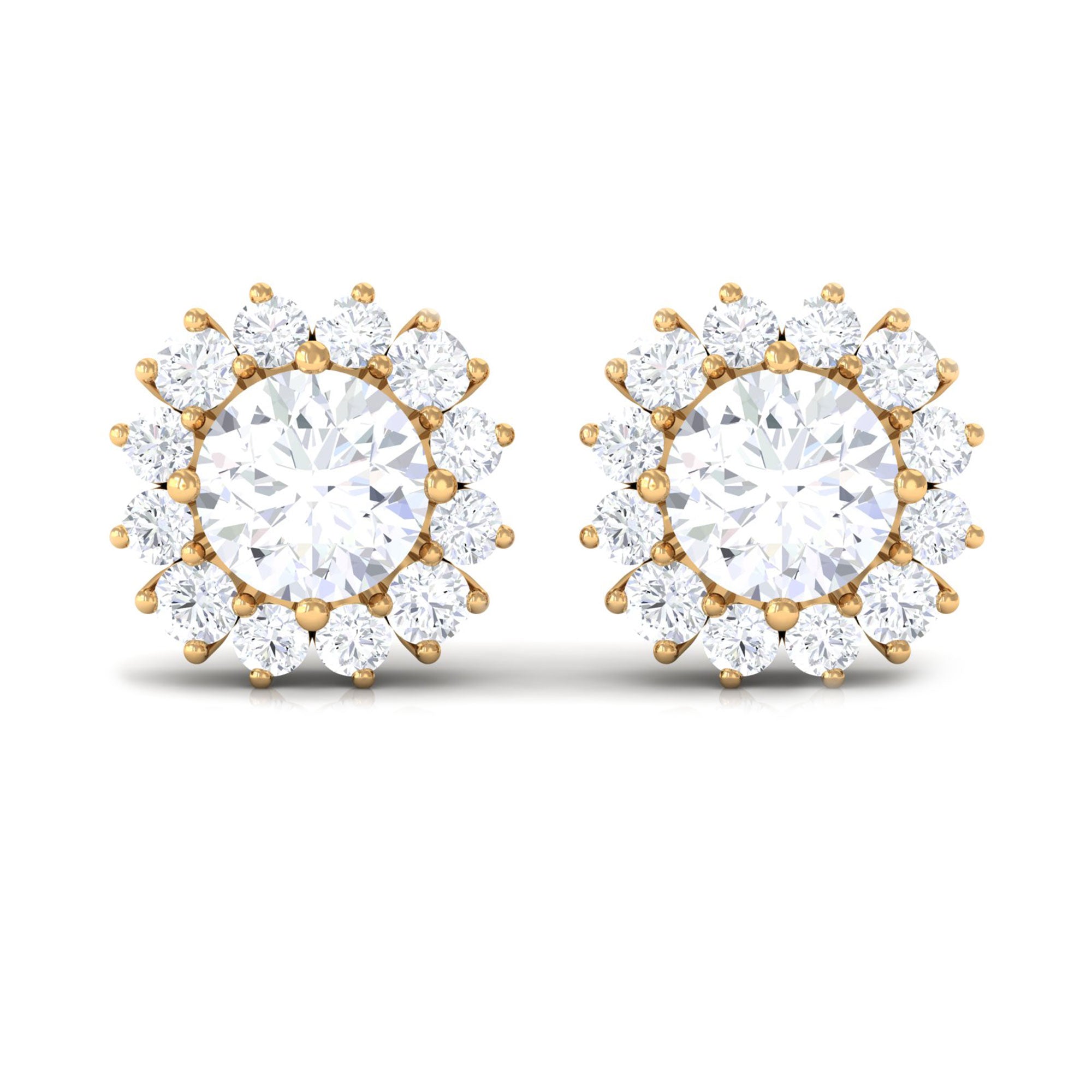 1.75 CT Round Moissanite Classic Halo Stud Earrings Moissanite - ( D-VS1 ) - Color and Clarity - Rosec Jewels