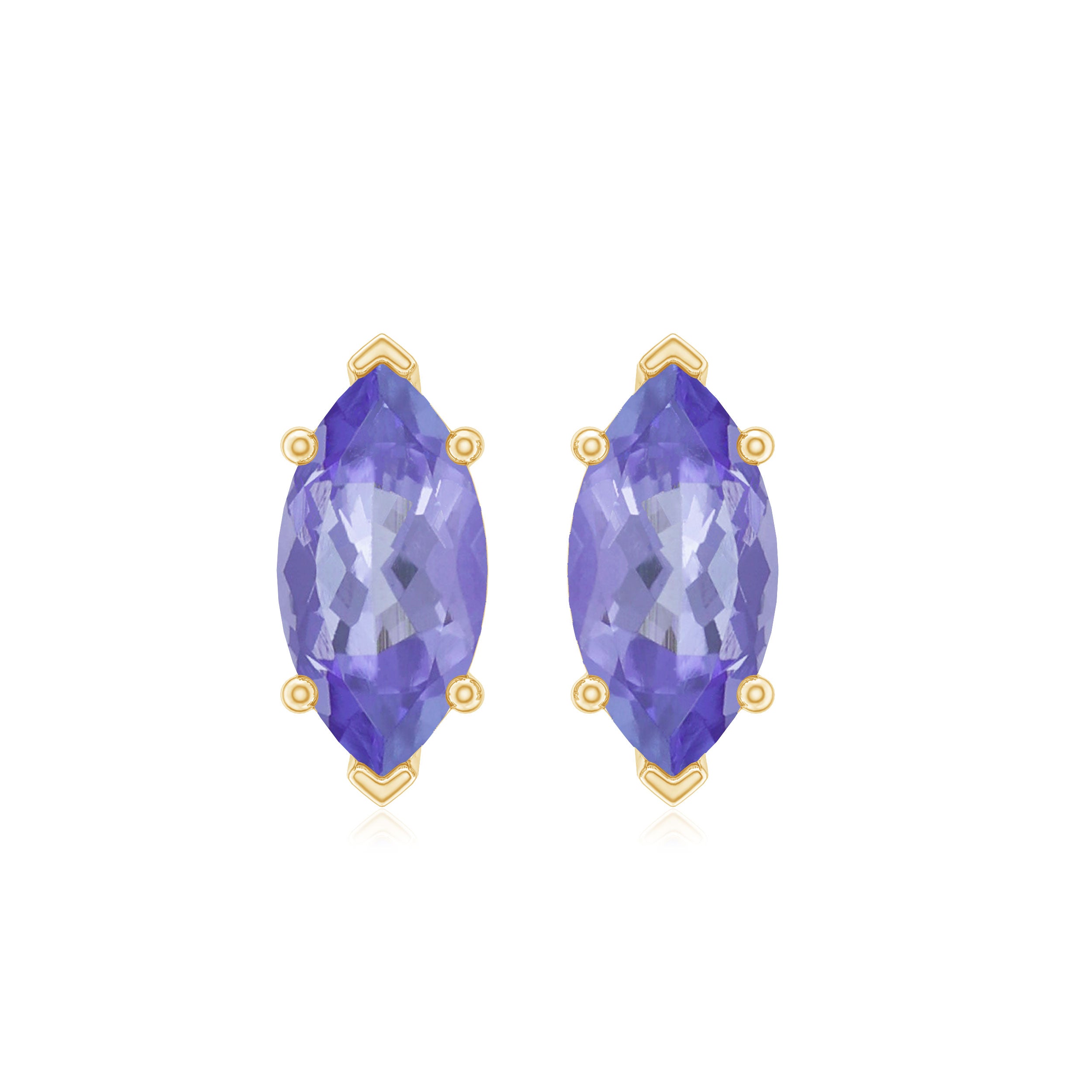 8X4 MM Marquise Cut Tanzanite Solitaire Stud Earring Tanzanite - ( AAA ) - Quality - Rosec Jewels