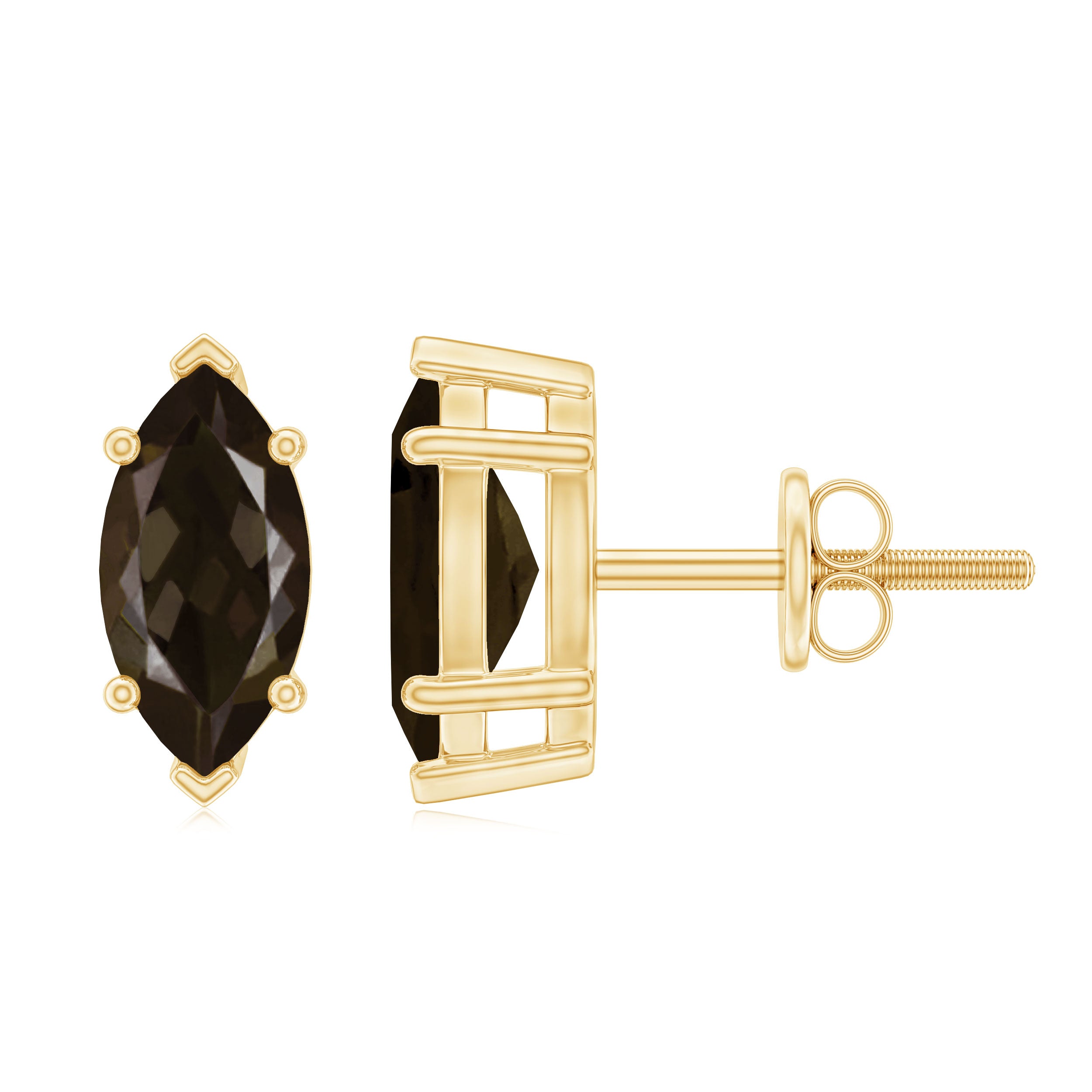 Marquise Cut Smoky Quartz Solitaire Stud Earrings Smoky Quartz - ( AAA ) - Quality - Rosec Jewels