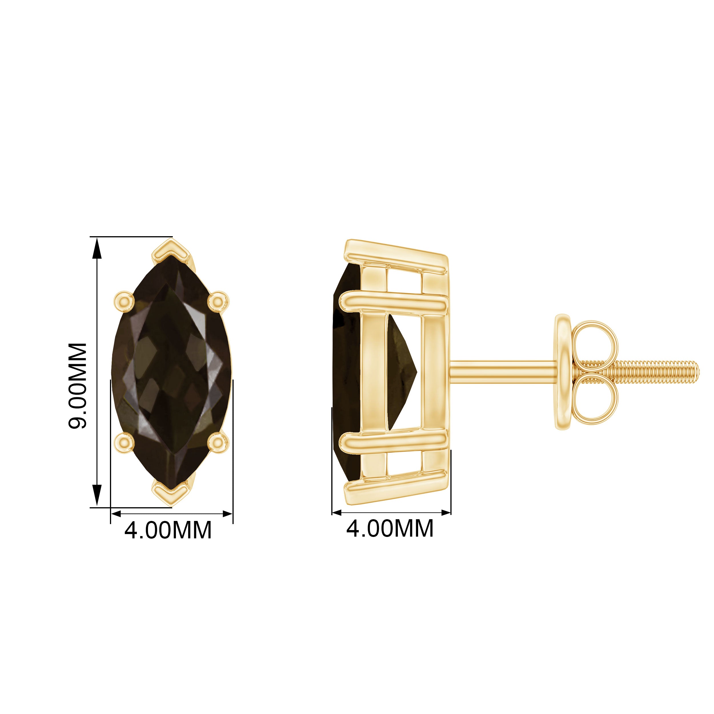 Marquise Cut Smoky Quartz Solitaire Stud Earrings Smoky Quartz - ( AAA ) - Quality - Rosec Jewels