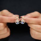 Heart Drop Earring with Tanzanite and Diamond Tanzanite - ( AAA ) - Quality - Rosec Jewels