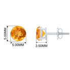 1 CT Round Cut Citrine Solitaire Stud Earrings in Gold Citrine - ( AAA ) - Quality - Rosec Jewels