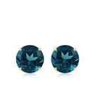 December Birthstone 4.25 CT London Blue Topaz Solitaire Stud Earrings London Blue Topaz - ( AAA ) - Quality - Rosec Jewels