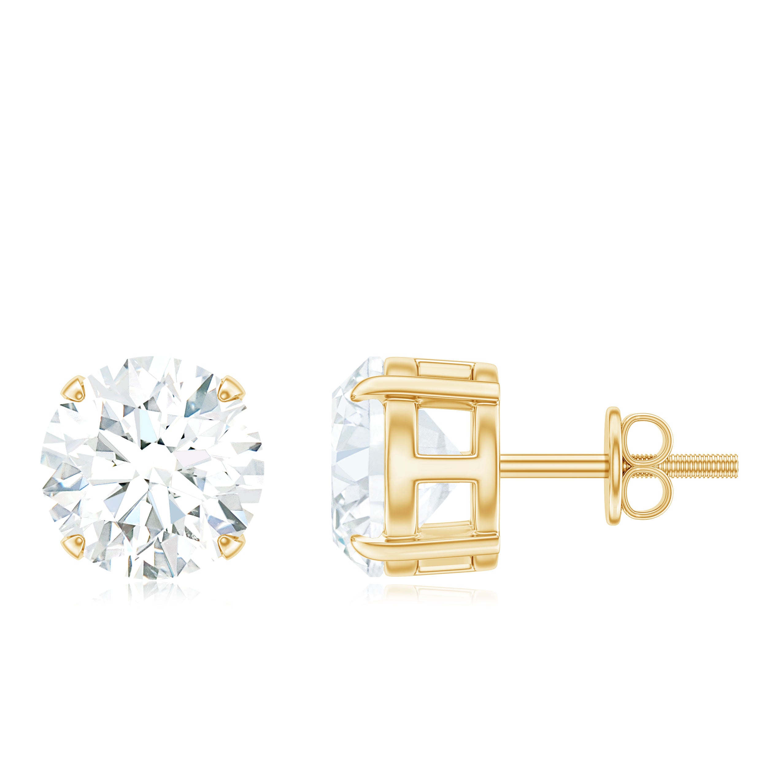 Round Moissanite Solitaire Stud earrings in 4 Prong Setting Moissanite - ( D-VS1 ) - Color and Clarity - Rosec Jewels