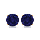 Round Created Blue Sapphire Solitaire Stud Earrings in Claw Setting Lab Created Blue Sapphire - ( AAAA ) - Quality - Rosec Jewels