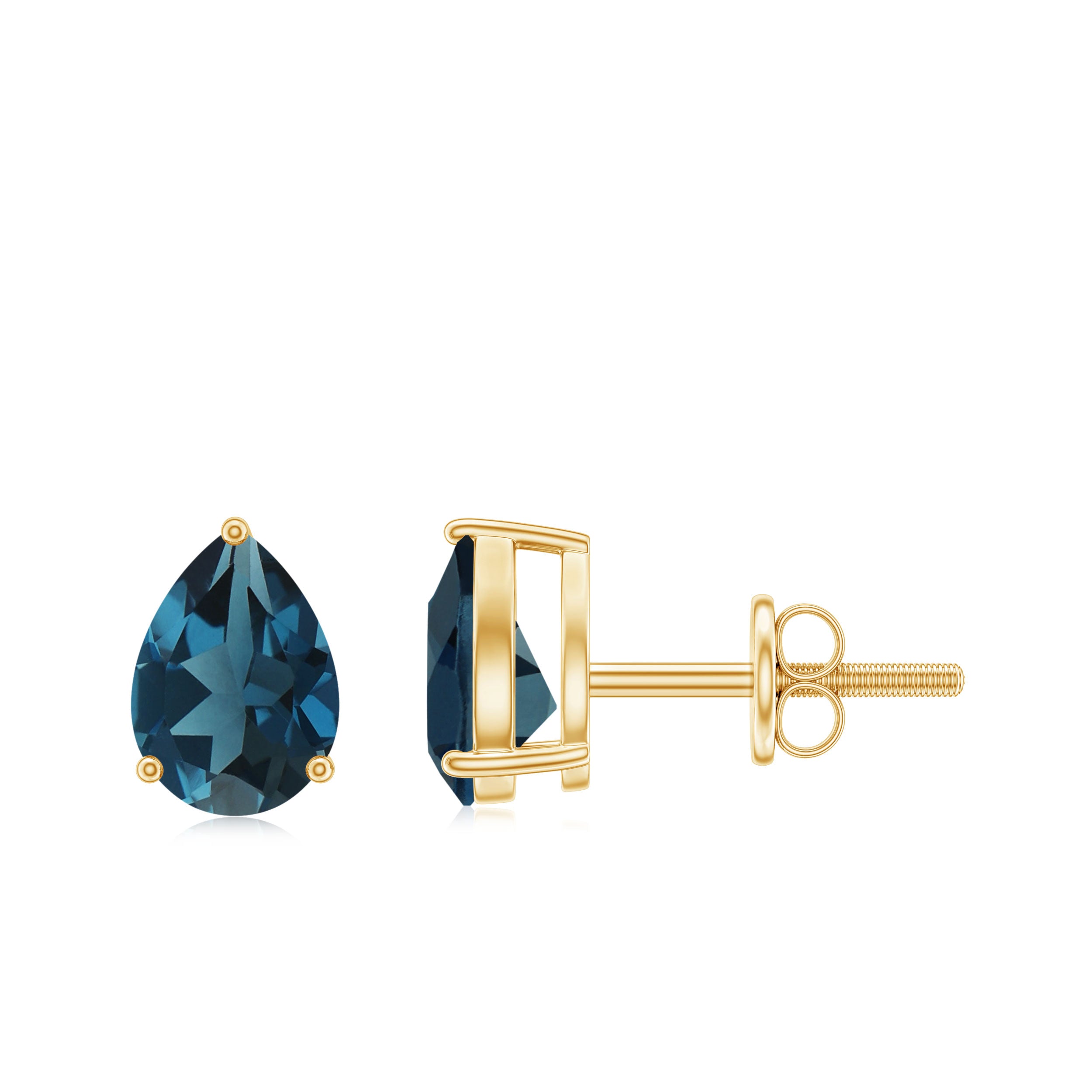 2 CT Pear Cut London Blue Topaz Solitaire Earrings London Blue Topaz - ( AAA ) - Quality - Rosec Jewels