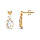 1 CT Zircon and Gold Teardrop Bridal Earrings Zircon - ( AAAA ) - Quality - Rosec Jewels