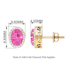 Classic Oval Cut Pink Sapphire and Diamond Halo Stud Earrings Pink Sapphire - ( AAA ) - Quality - Rosec Jewels