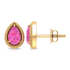 Pear Cut Pink Sapphire Solitaire Stud Earrings in Rope Frame Pink Sapphire - ( AAA ) - Quality - Rosec Jewels