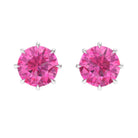 4.5 MM Natural Pink Sapphire Solitaire Stud Earrings in 8 Claw Prong Setting Pink Sapphire - ( AAA ) - Quality - Rosec Jewels