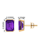 6X8 MM Octagon Cut Amethyst Solitaire Stud Earrings For Women Amethyst - ( AAA ) - Quality - Rosec Jewels