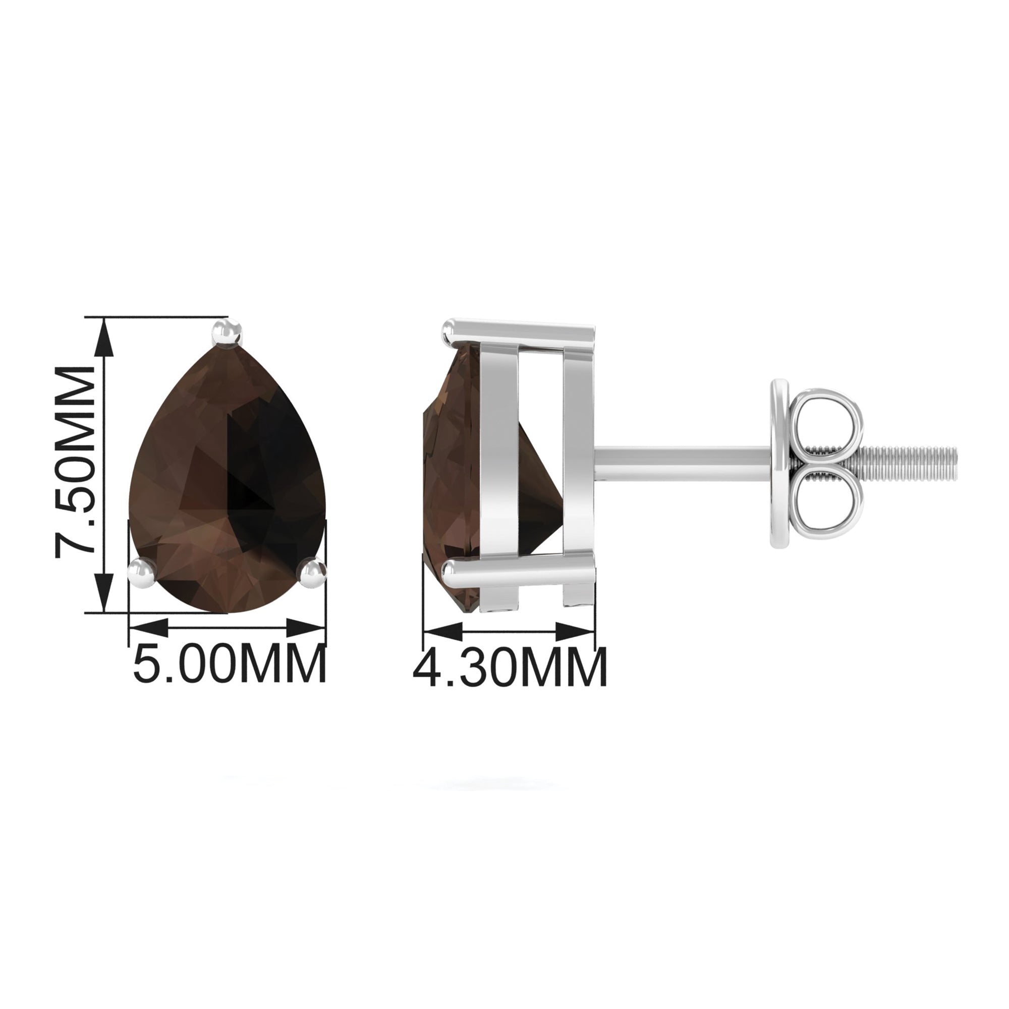 June Birthstone 2 CT Pear Cut Smoky Quartz Solitaire Wedding Stud Earring for Women Smoky Quartz - ( AAA ) - Quality - Rosec Jewels