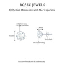 2 CT Certified Moissanite Solitaire Stud Earrings in Gold Moissanite - ( D-VS1 ) - Color and Clarity - Rosec Jewels