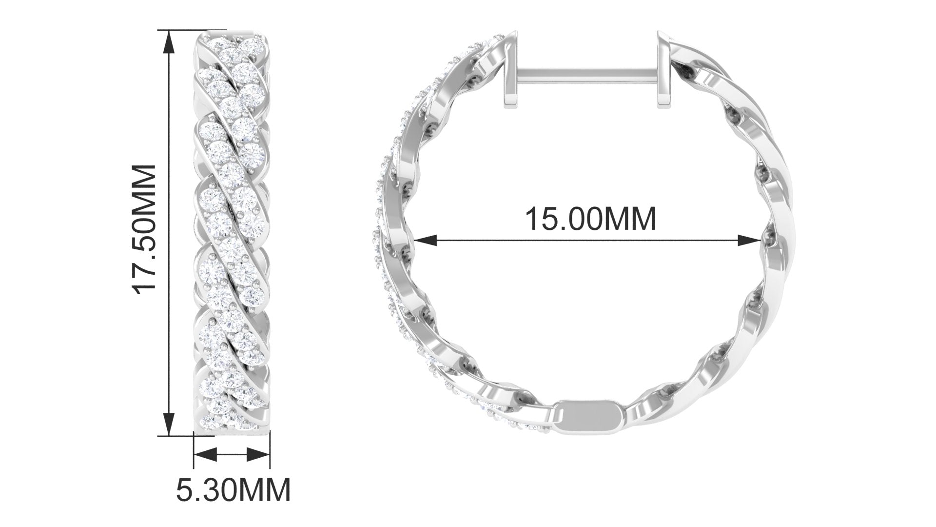 1/2 CT Round Diamond Classic Hoop Earrings in Gold Diamond - ( HI-SI ) - Color and Clarity - Rosec Jewels