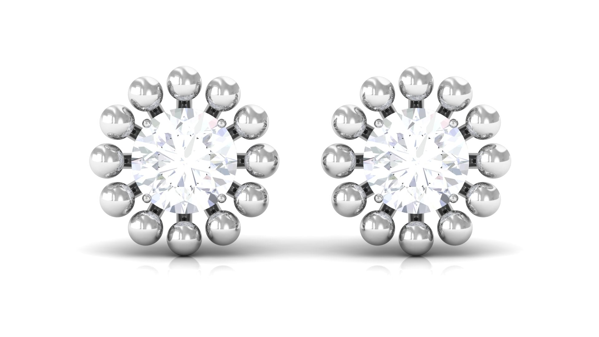 Beaded Diamond Solitaire Stud Earrings for Women Diamond - ( HI-SI ) - Color and Clarity - Rosec Jewels