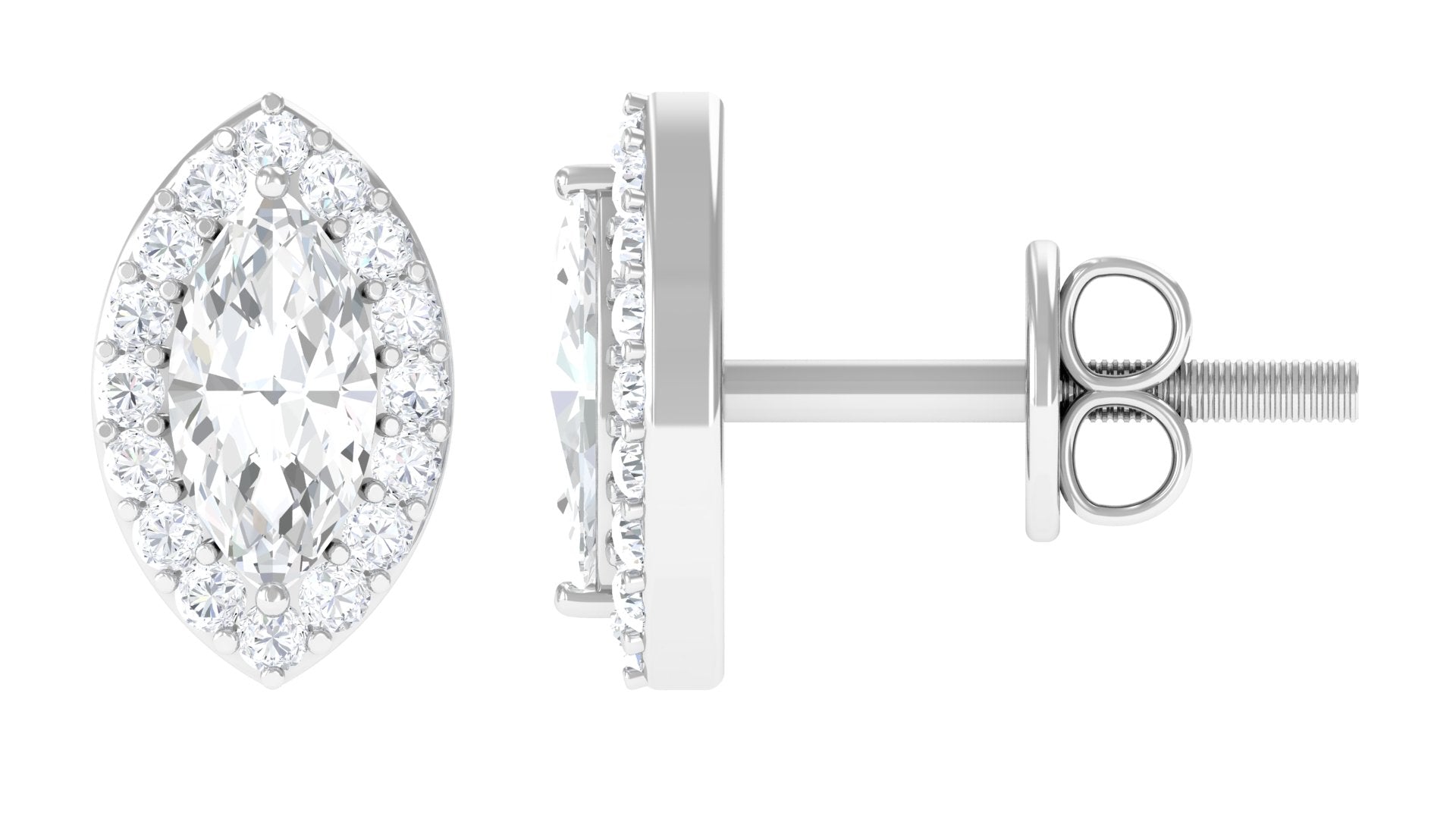 3/4 CT Classic Moissanite Stud Earrings with Halo Moissanite - ( D-VS1 ) - Color and Clarity - Rosec Jewels