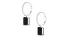 Emerald Cut Black Onyx Drop Hoop Earrings Black Onyx - ( AAA ) - Quality - Rosec Jewels