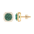 Lab Grown Green Sapphire and Diamond Halo Stud Earrings Lab Created Green Sapphire - ( AAAA ) - Quality - Rosec Jewels