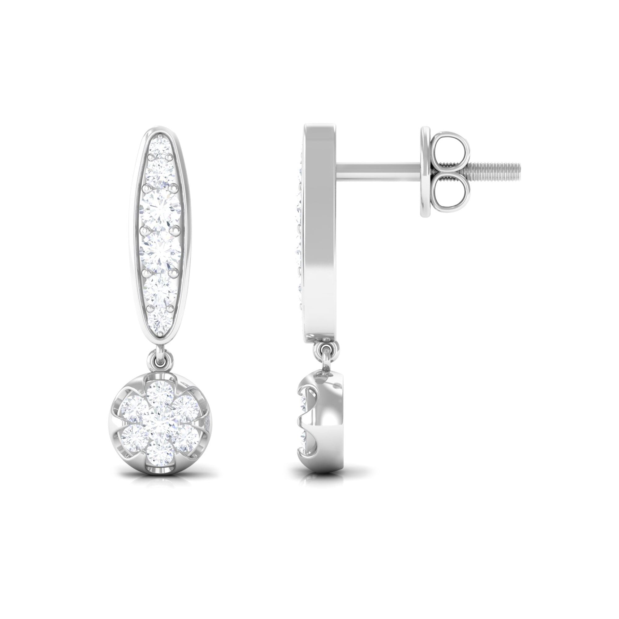 1/2 CT Classic Moissanite Bar Drop Earrings Moissanite - ( D-VS1 ) - Color and Clarity - Rosec Jewels