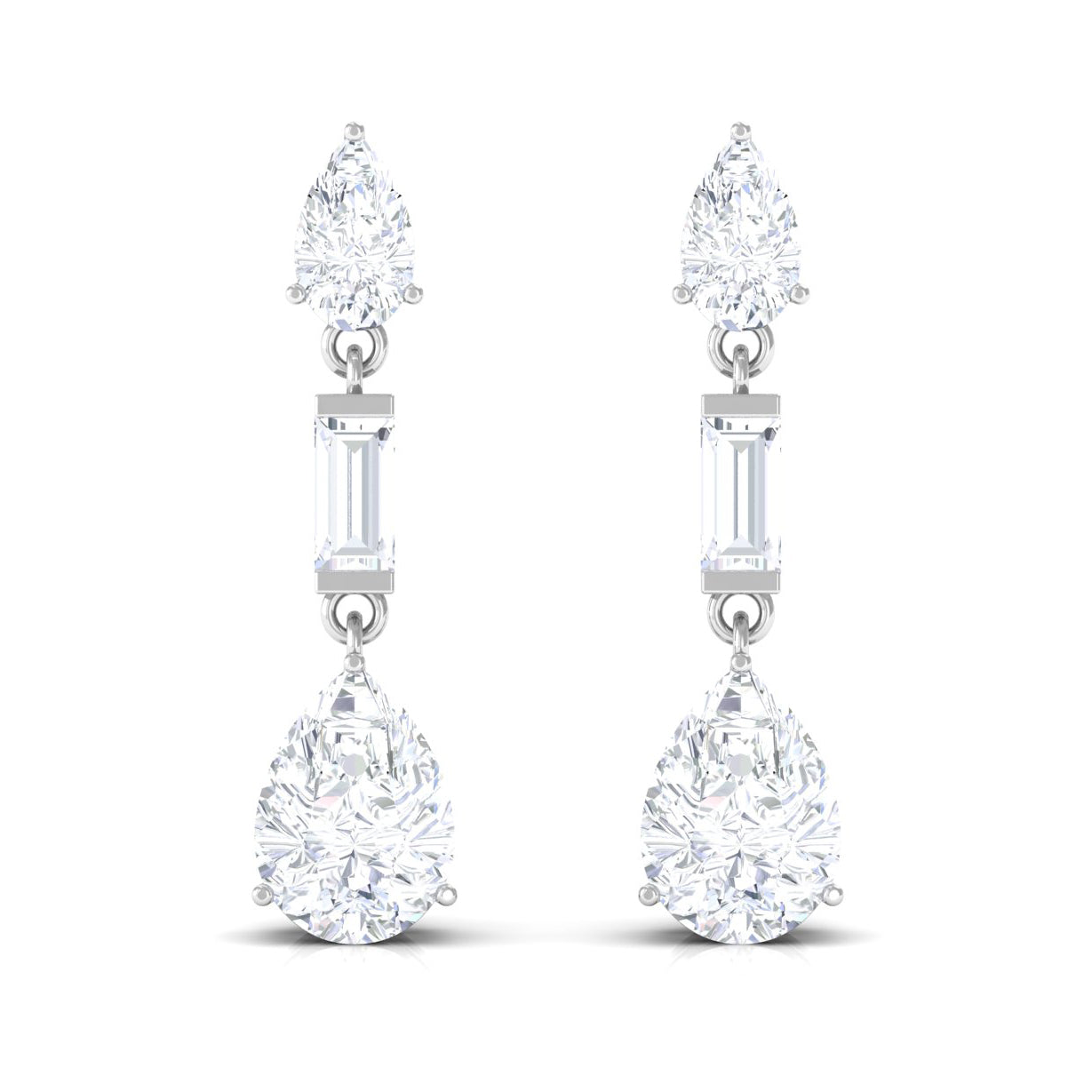 2.25 CT Certified Moissanite Minimal Dangle Earrings Moissanite - ( D-VS1 ) - Color and Clarity - Rosec Jewels