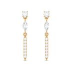 1 CT Moissanite Minimal Dangle Earrings with Screw Back Moissanite - ( D-VS1 ) - Color and Clarity - Rosec Jewels