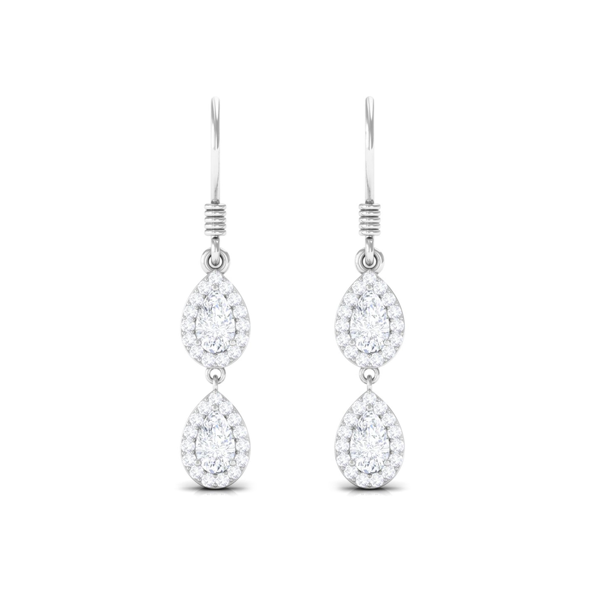 1.75 CT Pear and Round Cut Zircon Dangle Earrings Zircon - ( AAAA ) - Quality - Rosec Jewels