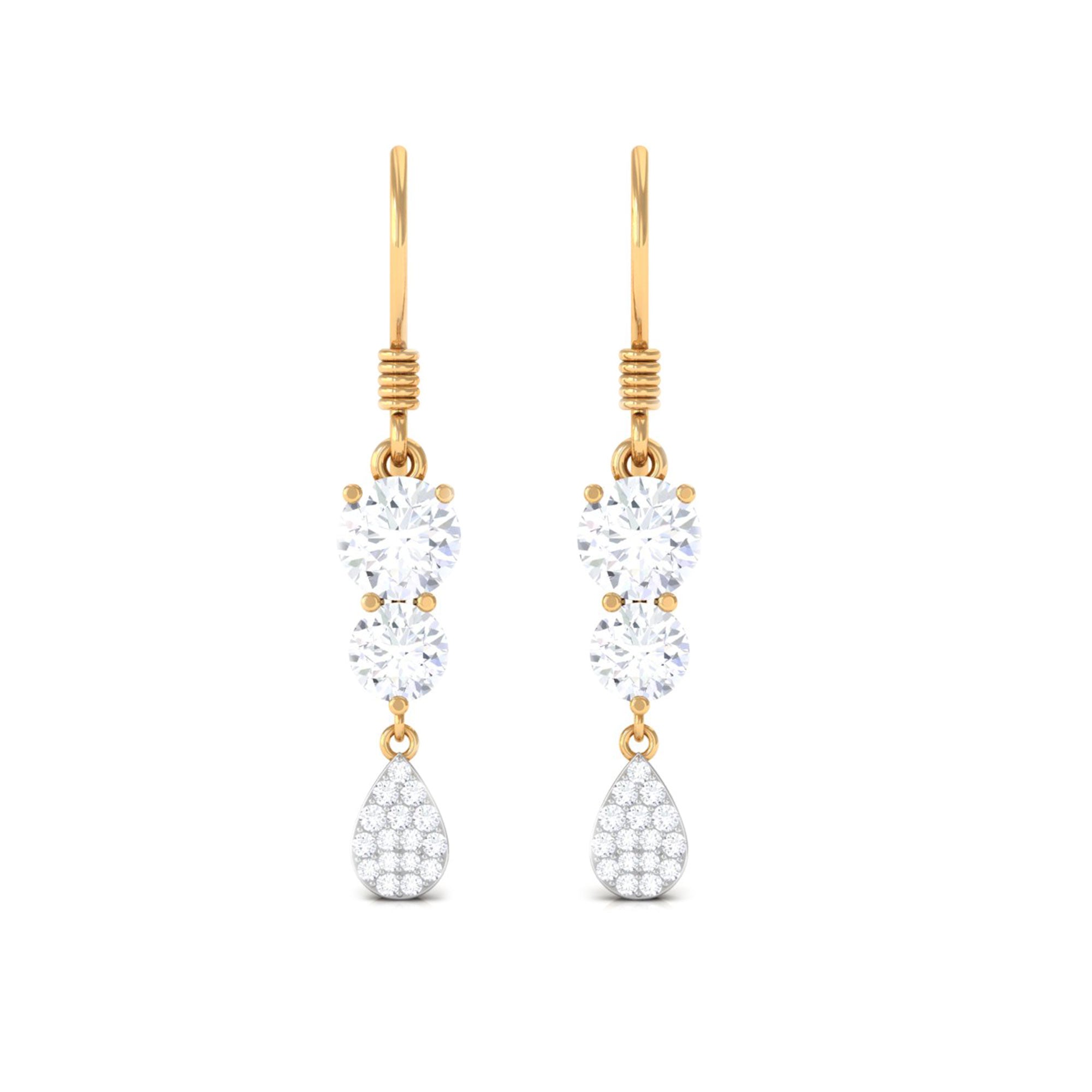 1.75 CT Zircon Minimal Dangle Earrings in Gold Zircon - ( AAAA ) - Quality - Rosec Jewels