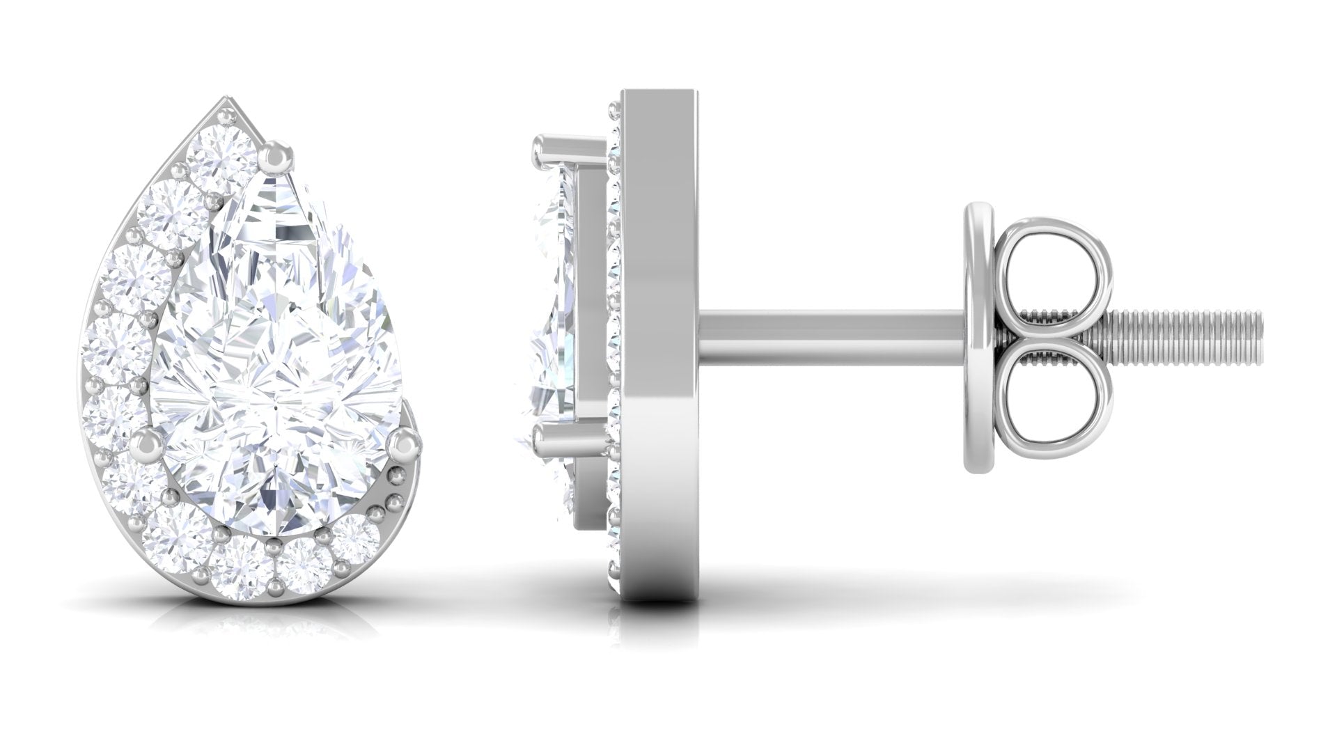 Minimal Lab Grown Diamond Teardrop Stud Earrings Lab Grown Diamond - ( EF-VS ) - Color and Clarity - Rosec Jewels