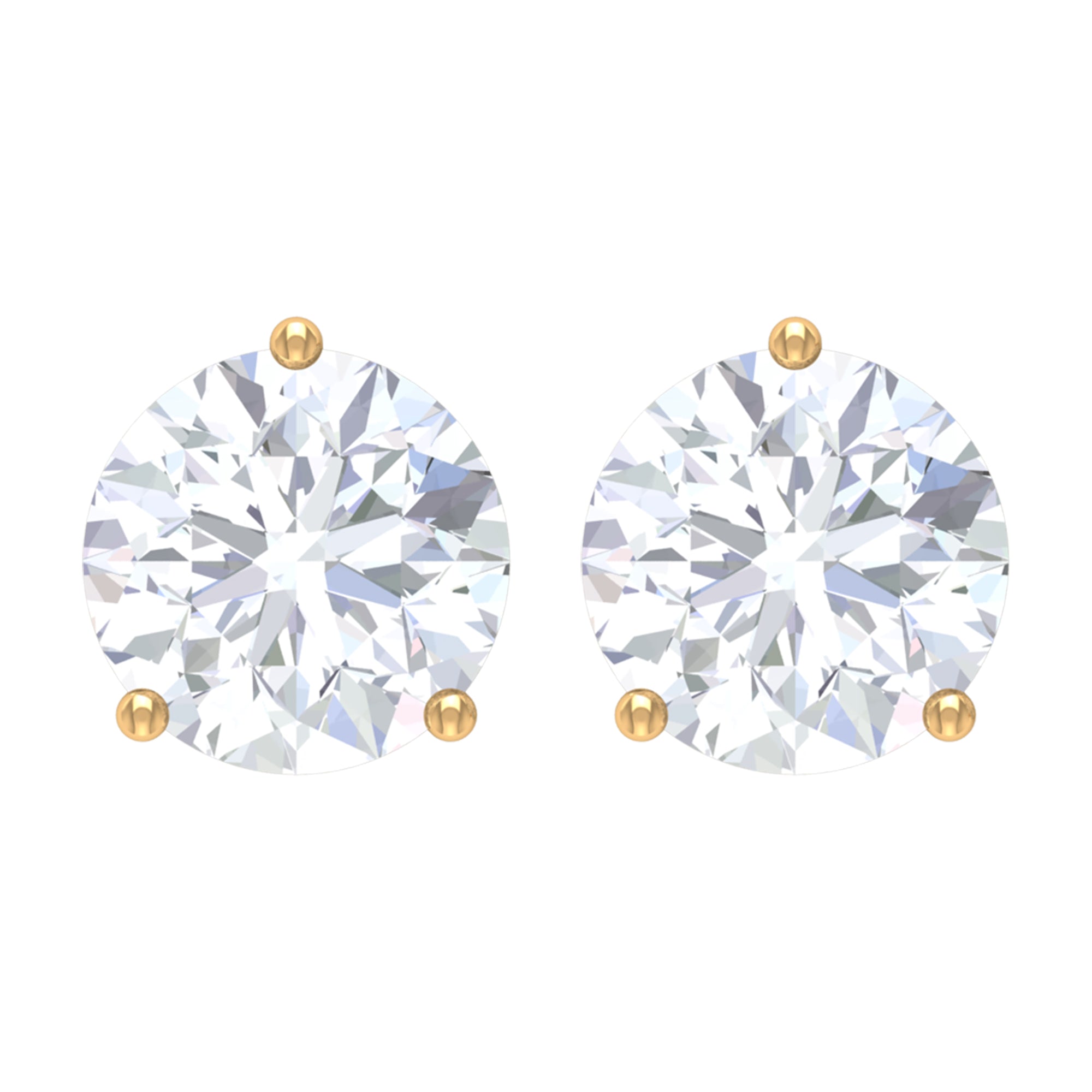 3/4 CT Certified Zircon Gold Solitaire Stud Earrings Zircon - ( AAAA ) - Quality - Rosec Jewels