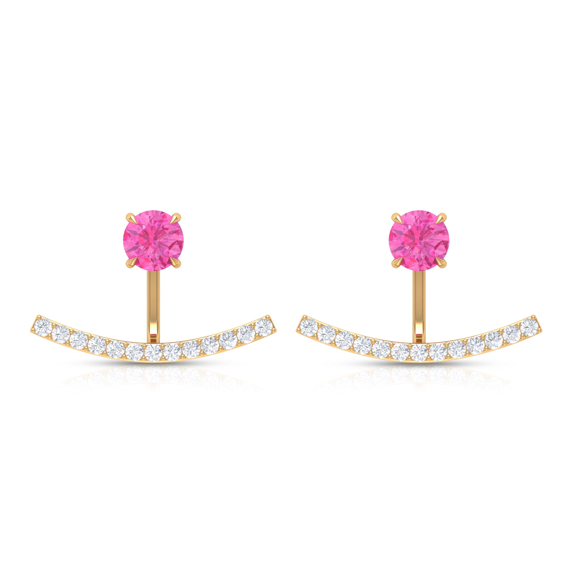 1 CT Pink Sapphire and Diamond Classic Jacket Earrings Pink Sapphire - ( AAA ) - Quality - Rosec Jewels