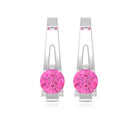 Round Cut Pink Sapphire Solitaire J Hoop Earrings in Gold Pink Sapphire - ( AAA ) - Quality - Rosec Jewels