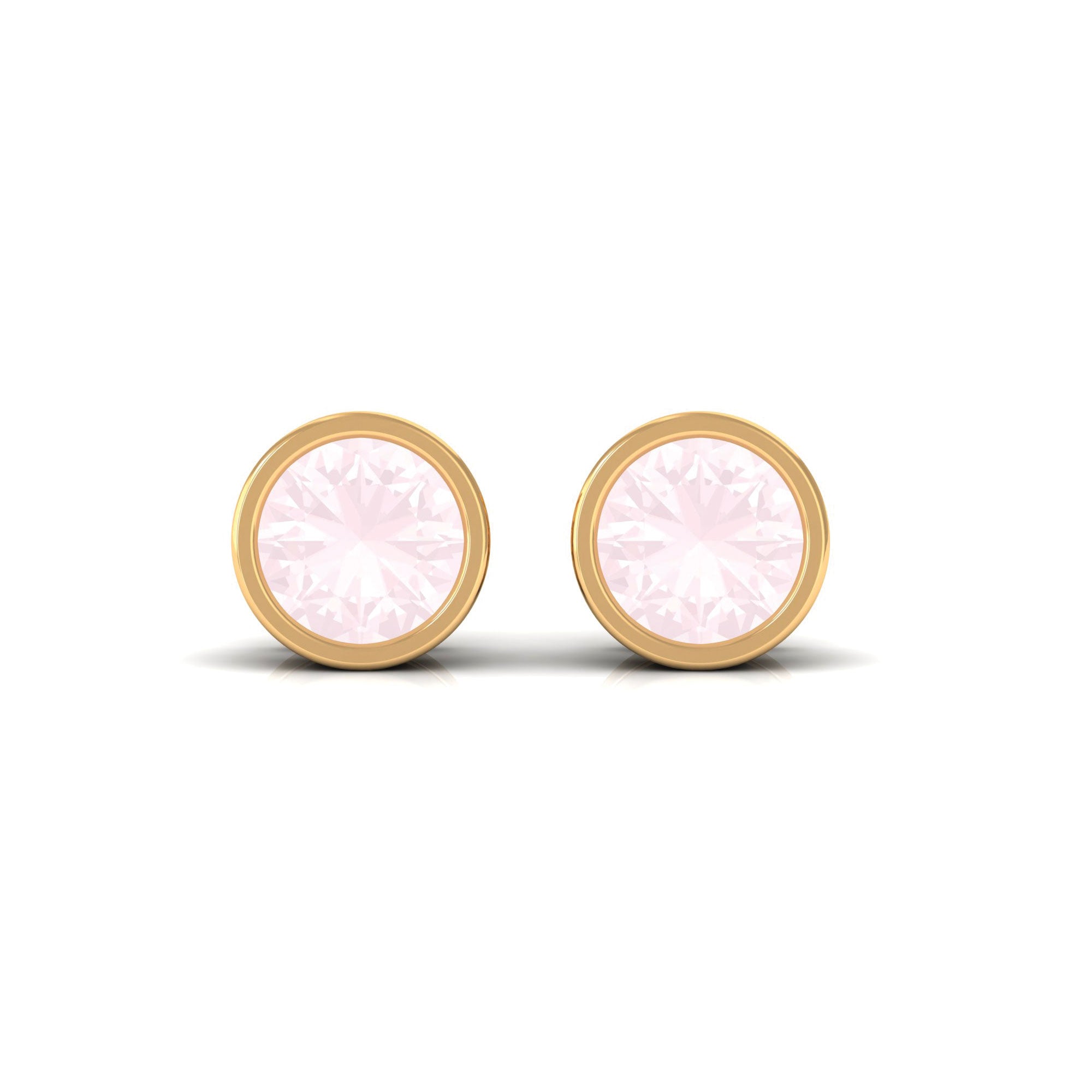 0.50 CT Rose Quartz Solitaire Stud Earrings in Bezel Setting Rose Quartz - ( AAA ) - Quality - Rosec Jewels