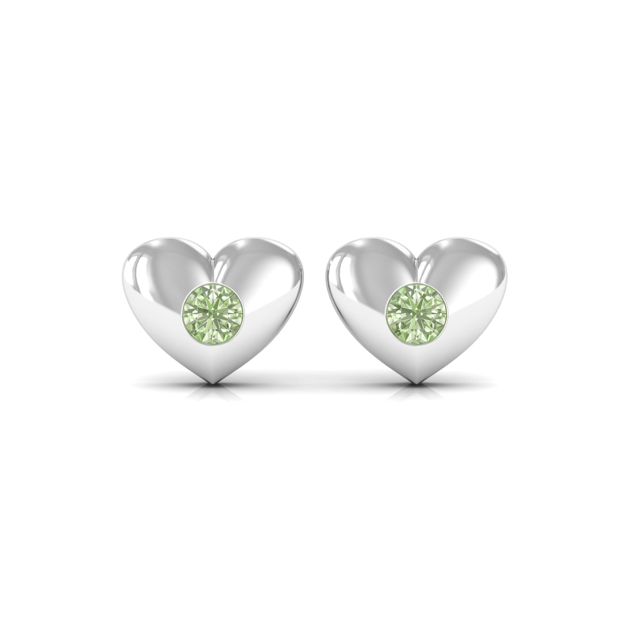 Gypsy Set Green Sapphire Heart Stud Earrings Green Sapphire - ( AAA ) - Quality - Rosec Jewels