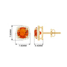 Round Fire Opal and Diamond Halo Stud Earrings Fire Opal - ( AAA ) - Quality - Rosec Jewels