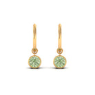 Lab Grown Green Sapphire Hoop Drop Earrings Lab Created Green Sapphire - ( AAAA ) - Quality - Rosec Jewels