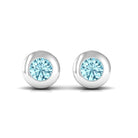 1/4 CT Round Aquamarine Solitaire Stud Earrings in Bezel Setting Aquamarine - ( AAA ) - Quality - Rosec Jewels