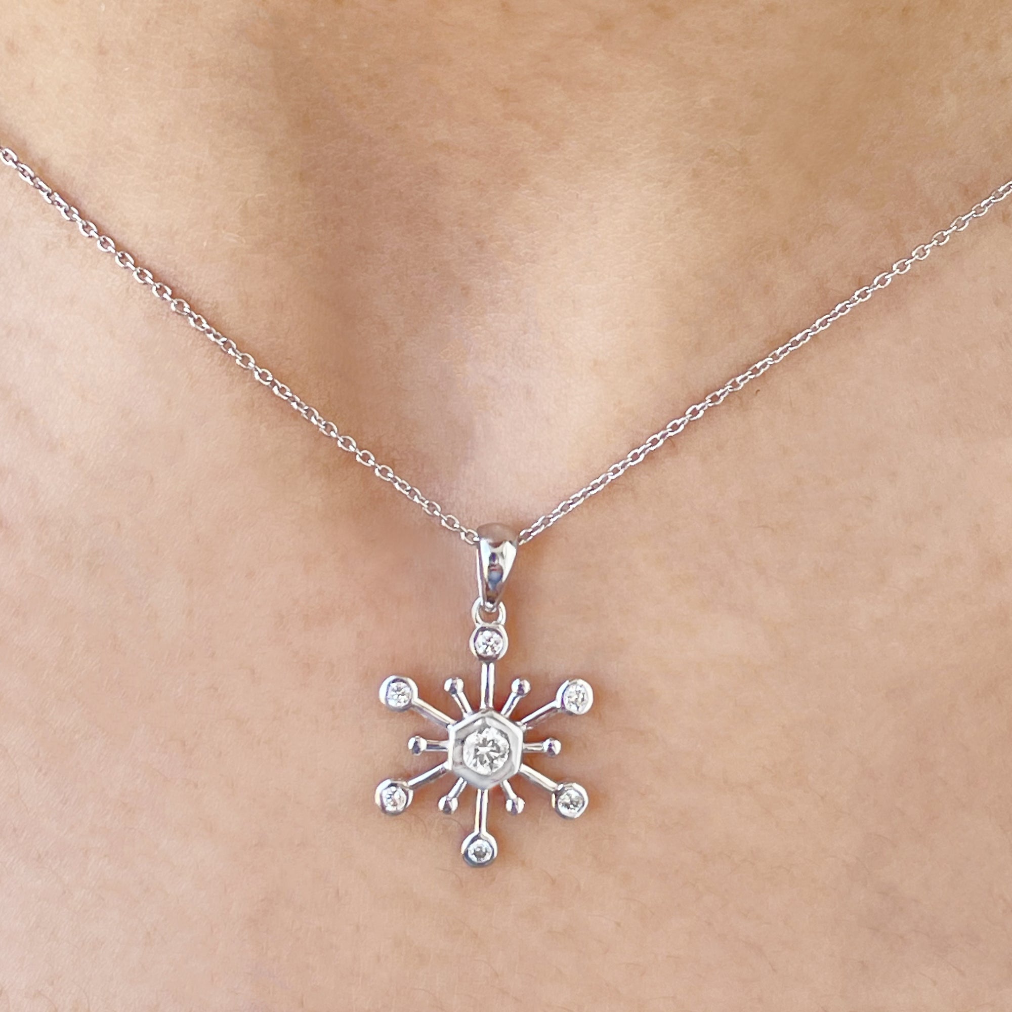 1/4 CT Snowflake Pendant for Women with Diamonds Diamond - ( HI-SI ) - Color and Clarity - Rosec Jewels