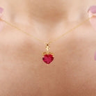 Heart Shape Lab Grown Ruby Solitaire Necklace Lab Created Ruby - ( AAAA ) - Quality - Rosec Jewels