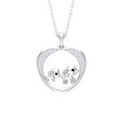 Diamond and Gold Heart Elephant Pendant Necklace Diamond - ( HI-SI ) - Color and Clarity - Rosec Jewels