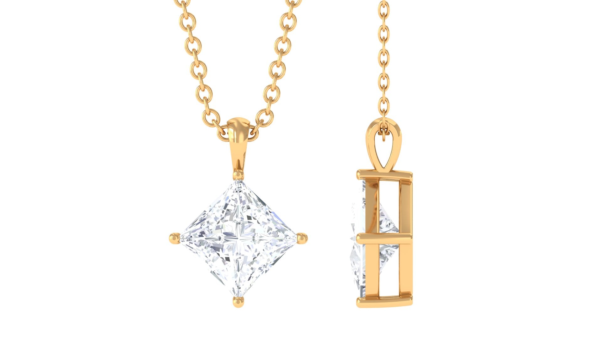 1 CT Princess Cut Moissanite Solitaire Pendant Necklace For Women Moissanite - ( D-VS1 ) - Color and Clarity - Rosec Jewels