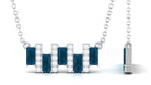 1 CT London Blue Topaz and Diamond Bar Necklace London Blue Topaz - ( AAA ) - Quality - Rosec Jewels