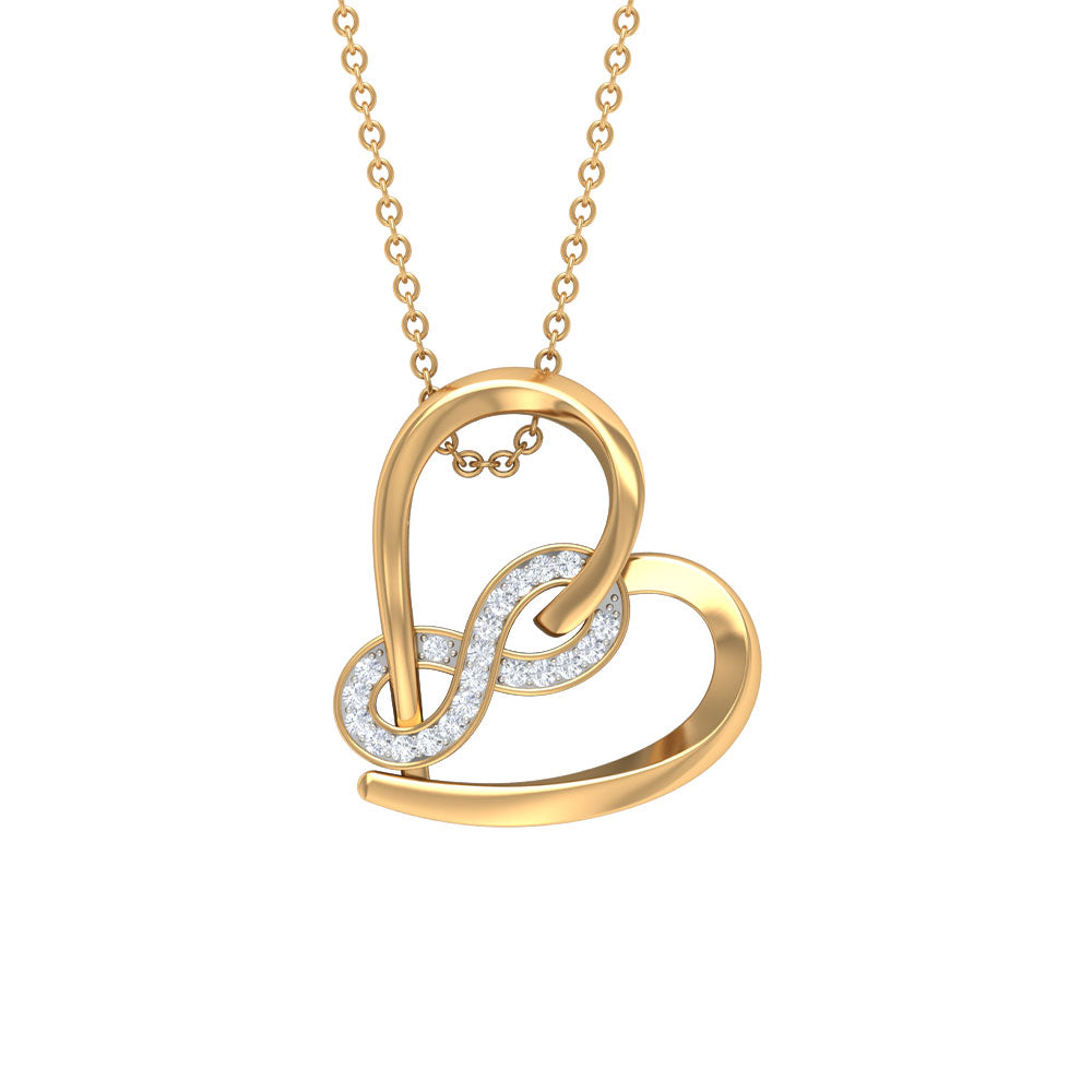 Zircon Interlock Infinity Heart Pendant Zircon - ( AAAA ) - Quality - Rosec Jewels