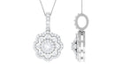 0.75 CT Certified Cubic Zirconia Bridal Floral Pendant Necklace Zircon - ( AAAA ) - Quality - Rosec Jewels