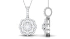 0.75 CT Certified Cubic Zirconia Bridal Floral Pendant Necklace Zircon - ( AAAA ) - Quality - Rosec Jewels