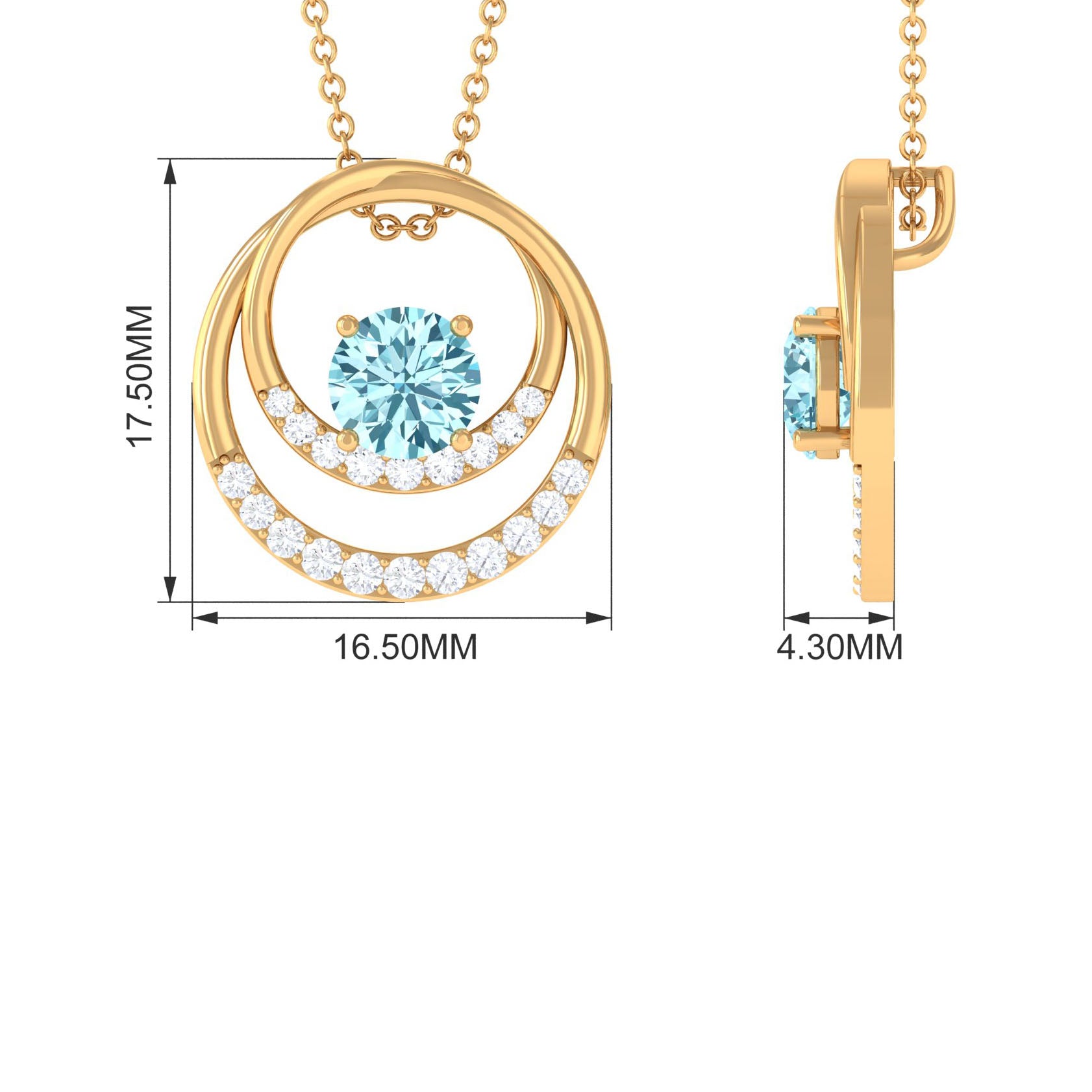 1.25 CT Aquamarine and Diamond Circle Pendant Necklace Aquamarine - ( AAA ) - Quality - Rosec Jewels