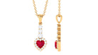 Heart Shape Created Ruby and Diamond Dangle Pendant Lab Created Ruby - ( AAAA ) - Quality - Rosec Jewels