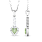 Heart Shape Green Sapphire and Diamond Drop Pendant Green Sapphire - ( AAA ) - Quality - Rosec Jewels