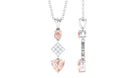 Unique Morganite and Diamond Heart Dangle Pendant with Chain Morganite - ( AAA ) - Quality - Rosec Jewels