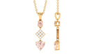 Unique Morganite and Diamond Heart Dangle Pendant with Chain Morganite - ( AAA ) - Quality - Rosec Jewels