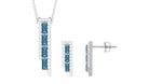 London Blue Topaz Bar Jewelry Set with Diamond London Blue Topaz - ( AAA ) - Quality - Rosec Jewels